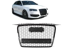 LAGO TUNING Calandra griglia mascherina per Audi A3 8P 05-08 nido d'ape nera lucida RS3 look