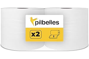 PILBELLES lot de 2 Bobines Essuie-Tout Pure Ouate | Rouleaux Papier 2 Plis 3 kg/rouleau