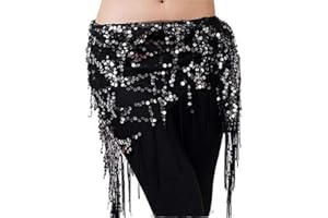 Guiran Hüfttuch Für Bauchtanz Und Latin Dance Mit Fransen Und Pailletten Für Damen