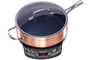Nuwave Flex Precision Induction Cooktop, 10.25” Shatter-Proof Ceramic Glass, 6.5” Heating Coil, 45 Temps 100°F to 500°F, 4Qt Induction-Ready Healthy Ceramic Non-Stick Everyday Pan with Lid Included