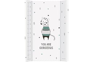 Schnucky Wickelauflage - Baby Wickelunterlage 50x70 cm, Wickeltischauflage, wasserdischt und abwaschbar, 2 Keil Wickelmulde für Babybett geeignet - Leopard