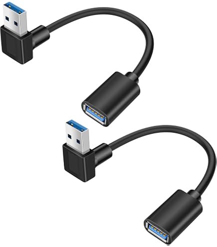 GELRHONR 0,2m USB 3.0 Verlängerungskabel Mit 90° Winkel – Typ A Stecker Auf Buchse, Linksgewinkelt, 5 Gbps