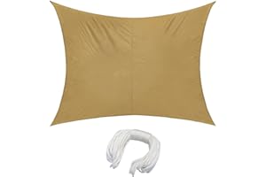 jarolift Sonnensegel Rechteckig, Wasserdicht, Sonnenschutz Sichtschutz für Terrasse Garten Balkon, Polyestergewebe 400 x 200 cm, Sand