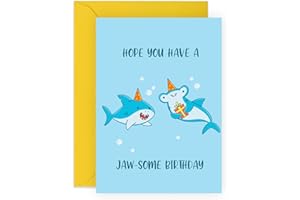 CENTRAL 23 Kartka urodzinowa syn córka - rekin - kartki urodzinowe dla mężczyzn kobiet - kartki urodzinowe - kartki urodzinowe dla brata siostry taty mamy - w zestawie z naklejkami