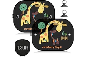 ACELIFE Tendine Parasole Auto Bambini con Protezione dai Raggi UV, Parasole Auto Bambini 45x35,5cm Tendine Parasole Finestrini Laterali, Tendina Parasole Auto Universali con Modelli Carini-2 pz