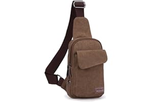 MeCool Homme Rétro Voyage Sac bandoulière en Toile Petit Besace à Main Vintage école Université pour Randonnée en Plein Air Sport Occasionnels Loisir Multifonction Sacoche