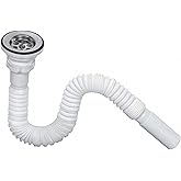 Mayaglory Esnek Lavabo Sifonu - K&ouml;r&uuml;kl&uuml; Sifon Takımı 1 1/2" - Paslanmaz &Ccedil;elik S&uuml;zge&ccedil;li ve Contalı - Lavabo Altı Gider Borusu 