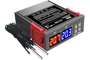 Heemol Controlador de temperatura de STC-3008 Digitaces, sonda dual del regulador de temperatura del microordenador de 2 vías de la exhibición