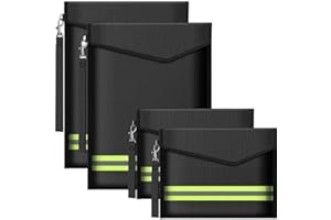 ImnBest Feuerfeste und wasserdichte Tasche, Feuerfeste Brieftasche Aktentasche für A4 Dokumentetasches, Passport Geld Wertsachen (Schwarz 4)