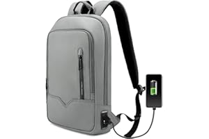 HEROIC KNIGHT Mochila Ordenador Portátil Laptop 15.6'' Ergonómica con Puerto de Carga USB Impermeable Acolchada Elegante para Negocios Trabajo Escolar Estudio Diario Viaje Ocio Volumen 11L (Gris)