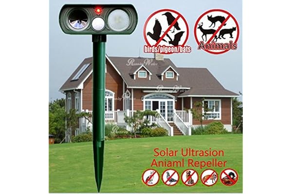 DUVERT Répulsif à Ultrasons Pest Repeller Solaire/Ultrasonique pour Animaux Chat,Chien,Renard