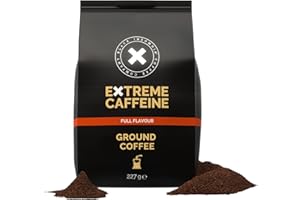 BLACK INSOMNIA COFFEE COMPANY X Black Insomnia High Caffeine Ground Coffee – Full Flavour, Dark Roast, 227g I Strongest Coffee in the World for Maximum Energy I 100% Robusta Coffee Beans I 1105mg Caffeine per 12 oz Cup I Low Acid