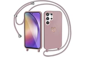 CaseLover Handyband für Samsung Galaxy S23 Ultra Hülle mit Band, Herz Muster Silikon Necklace Handyhülle mit Abnehmbar Kordel zum Umhängen Stossfest Bumper Handy Schutzhülle für S23 Ultra 5G, Pink