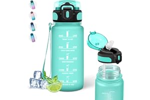 GRSTA Borraccia, 500ml Borraccia Bambini, Borraccia Motivazionale con Cannuccia, Borraccia con Orari per Bere, Facile da Pulire, Borraccia Sportiva Senza Perdite, per Scuole, Uffici, Viaggio, Campeggio