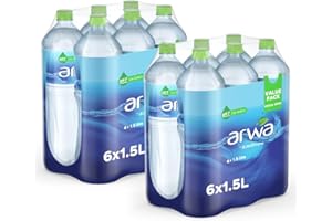 ARWA Still Water, Bottled Drinking Water, PET 1.5ml, Pack of 6 (6x2 Pack)