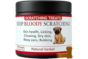 Stop Bloody Scratching - Allergy Relief Dog Treats for Itchy Skin, Paws, Eyes & Ears - Stops Scratching, Licking & Chewing - Quick Relief in 30 Days - Salmon Oil & Omega 3 - For all Dogs