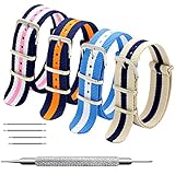 Uhrenarmband Packung mit 4 Nato Strap 16mm 18mm 20mm 22mm 24mm Ballistic Nylon Uhr Armband Zulu Uhrband mit Edelstahl Schnalle