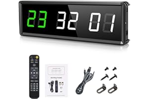 PELLOR Timer Sport Minuteur Fitness Mural avec Télécommande Horloge pour Boxe Tabata EMOM MMA Gym (30.7x8.5cm)