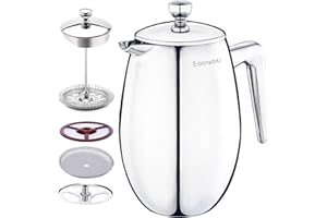 Easyworkz Nando French Press Caffettiera in acciaio inox a doppia parete coibentata, 1000 ml