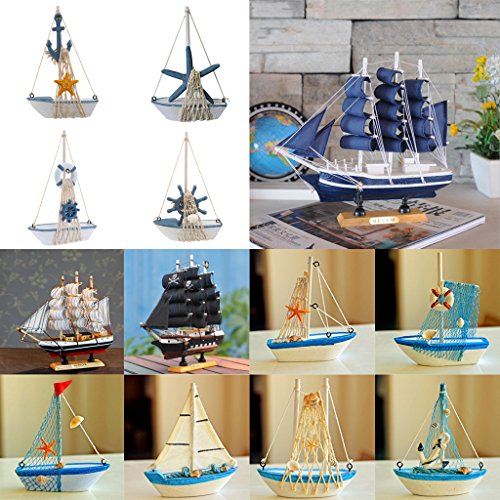 Generic Maritime Holz Mini Segelboot Segelschiff / Boot-Modell Tisch Geschenk Dekor – Ruder - 9