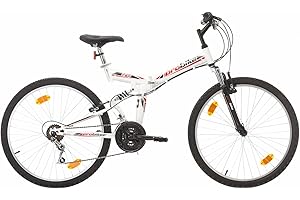 MULTIBRAND DISTRIBUTION Multibrand Probike - Bicicleta plegable de 26 pulgadas, suspensión completa, 18 velocidades, para hombre, mujer, niña, niños a partir de 160 – 180 cm (negro-rojo1)