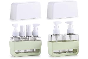4-i-1 resedispenser + 2-i-1 reseflaskor för fyllning, grön | 50/100 ml, pump- och spraytillbehör, etiketter, läckagesäker, BP