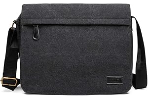 Kono Bolso Bandolera de Lona para Hombre, Vintage Bolsa de Mensajero Bolsillos Múltiples, Bolsa de Estudiante Bolsa de Ordenador Portátil de 13" Bolsa de Los Hombres Estudiantes Universitarios