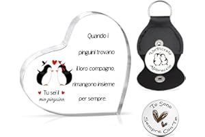 LOHENYOR Regalo San Valentino per Lui Lei,Pinguino Placca Acrilica, Regali per Lei Lui Regali di Coppia Regalo Fidanzato Fidanzata Regalo Anniversario per Lui Lei Regalo Anniversario Matrimonio