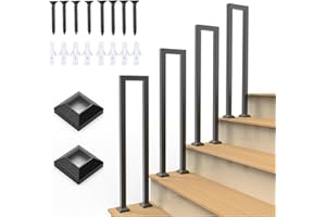 LIJYITF Balustrada schodów w kształcie litery U, do wnętrz, na zewnątrz, poręcz schodów w kształcie litery U, poręcz schodowa na balkon, do korytarza, mieszkania, willi (U, czarna, 90 cm)