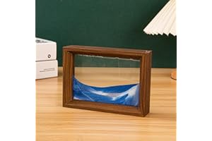AzureLeap Pittura di Sabbia che Scorre Quadro 3D Sabbia Dinamica Paesaggio Marino, Decorazioni per Casa e Ufficio Giocattolo da Scrivania per Adulti Cornice in Legno [Blu-7"]