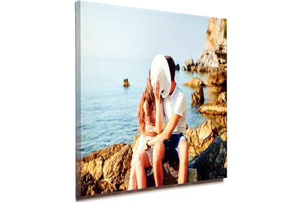 Tableau personnalisé photo carré – Toile personnalisée sur cadre bois – Tableau personnalisable multi-taille – Cadeau personnalisé noël, fête mères