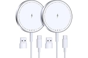 KLIHD Mag-Safe Ladegerät für iPhone Ladestation: Magnet Wireless Charger Induktive Kabelloses Ladepad Kompatibel mit iPhone 17 Air 16e 16 15 14 13 12 und Air-Pods 4 3 2 Pro (Ohne Netzteil, 2 Stück)