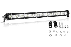 AUXTINGS 13 pouces 60W Ultra Slim Rangée unique Spot LED Barre de lumière Faisceau de point avec support de montage Pour tout-terrain Ranger ATV UTV SUV