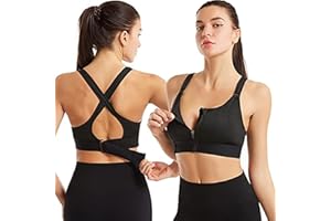 BSLVWG Sport BHS für Frauen Front Zip Sport BHS mit abnehmbaren Pads Nahtloser Yoga BH Verstellbare Riemen Running Training BH