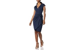 Amazon Essentials Vestido Cruzado clásico con Mangas Casquillo (Disponible en Tallas Grandes) Mujer