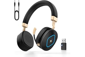 EARBAY Wireless Headset, Headset with Microphone Bluetooth, Hybrid Mode (Wireless/Wired), Double AI Noise Cancellation, Extendable Boomarm, USB Dongle & Mute for Office/PC/Smartphones