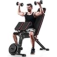 BNOIN Weight Bench with Headrest for Full All-in-One Body Workout, Versatile Adjustable Workout Bench for Home Gym