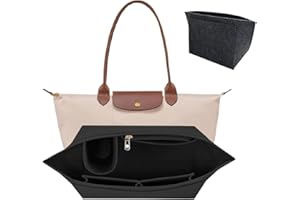 GREATRICH Organisateur de Sac en Felt pour Longchamp M Femme, 25x15x19cm Insert pour Longchamp Pliage, pour Organiseurs de Sacs à Main, Accessoire de Rangement, Noir