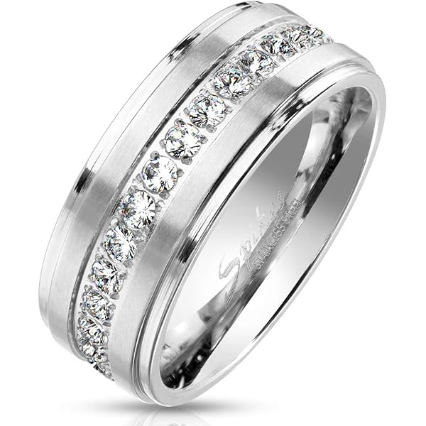 Paula & Fritz Edelstahl Bandring - 4mm Breit Mit Zirkonia Gr. 46-57