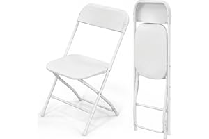 Premium Moments Silla Plegable para Interior y Exterior – Plástico Reforzado y Patas de Hierro con Refuerzo de Acero – Soporta hasta 160 kg – Ligera 2,5 kg – Fácil de Guardar y Limpiar (2, Blanca)