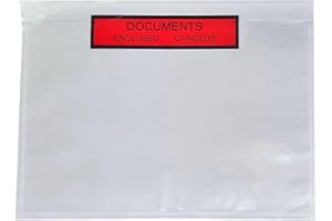 UNIVERS GRAPHIQUE Lots de Pochette porte document ci-inclus format A5 (A4 plié en 2) Pochette d’Expédition autocollante, imprimée documents ci-inclus - Enclosed - C5 225 x 165 mm pour colis, paquets UGPAI3
