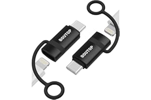 BOUTOP [Apple MFi Certified 60W Lightning to USB C Adapter for Fast Charging Compatible with iPhone 15 Pro/15 Pro Max/15/15 Plus, MacBook, iPad - [2 Pack, Black]