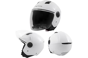 A-Pro Casco Jet Visiera Lunga Scooter Moto Quad Omologato ECE 22-06 Bianco L