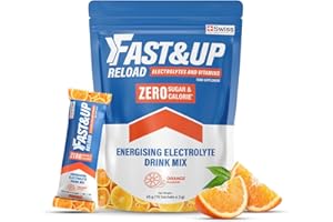 Fast&Up Reload Zero Electrolyte Powder Drink Mix, Zero Sugar & Calories, 15 Sachets, 5 Electrolytes Plus Vitamin C & B12 for Instant Hydration & Energy, Orange Flavour