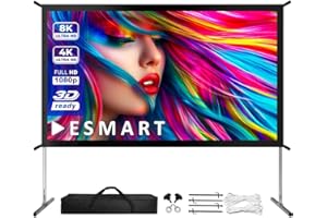 ESMART Profesional MIMOBI Pantalla de proyector de Marco Plegable 332 x 187 cm (150") 16:9 | Pantalla de proyección de proyector de Cine en casa Pantalla de Marco de Aluminio para Exteriores LCD LED