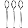 JewelryWe Men Roronoa Zoro Earrings: 3 Pieces Gold Silver Black Dangle Drop Stainless Steel Clip On Hanging Stainless Steel Earrings Jewellery for Anime Lovers