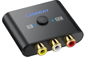 CAMWAY RCA till HDMI-omvandlare – 1080P AV till HDMI videoomvandlare 16:9/4:3 konvertering mini komposit CVBS ljudvideoadapte