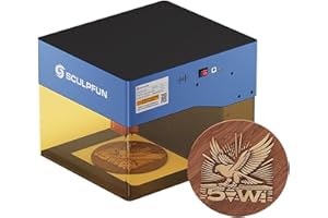 SCULPFUN iCube BT 5W Macchina per incisione laser, 10000 mm/min, messa a fuoco laser da 0,06 mm, SCULPFUN App, mini incisione laser con filtro fumo e allarme di temperatura, taglierina laser per legno