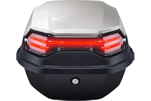 LGVOA Bauletto Moto, Impermeabile Bauletto Scooter per il Casco di Stoccaggio, Baule per Moto con Serratura, Bagaglio per Moto Scooter Motorino, con Piastra di Base (Argento)