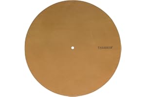 THAKKER Nubuck Leather Mat - Cognac Brown - Plateau de Disque en Cuir Nubuck véritable - Marron | 1,8-2mm d'épaisseur | 295mm de diamètre | Plus de Chaleur | Plus de Dynamique